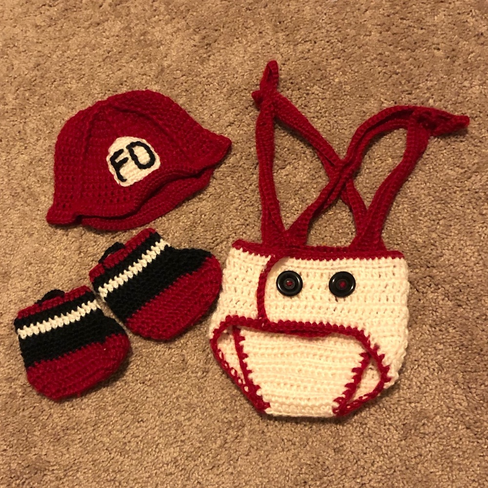 Super Cute Baby Newborn Crochet firefighter outfit